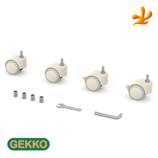 Sada koleček k postýlce Gekko Kids (kolečka nelze používat zároveň s houpacím systémem nebo se zásuvkou). Béžová/Seda